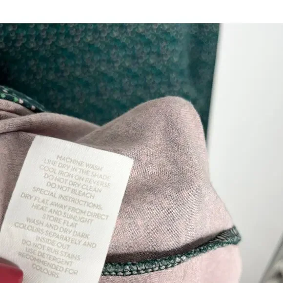 Boden Womens Abigail Long Sleeve Jersey Dress 10 Long Green Dots Pockets - Picture 11 of 11